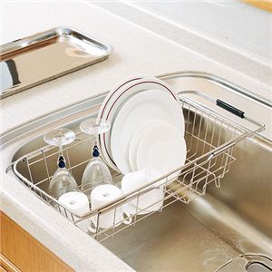 よこやま スライドスリムバスケット トレー付き ちょっとした洗い物に最適なコンパクトサイズ シンクにかけても脇においても使用できる V-1483