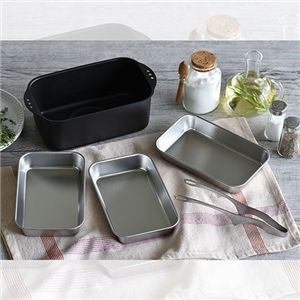 ミニミニ天ぷら角型 便利なバット3枚付とトング付きセット 揚げ物料理がスムーズに作れる MTS-SB3T
