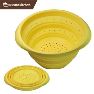 ユーロキッチン eurokitchen シリコン折りたたみ水切りボウル 水切り器 容量1.6L そのままレンジにも入れられる グリーン LEXKTS5122302G