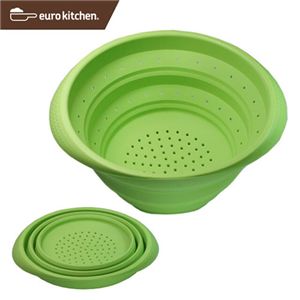 ユーロキッチン eurokitchen シリコン折りたたみ水切りボウル 水切り器 容量1.6L そのままレンジにも入れられる グリーン LEXKTS5122302G