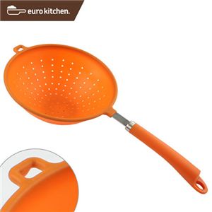 ユーロキッチン eurokitchen シリコン柄付ストレーナー 水切り器 取っ手タイプA□ 食洗機対応 油きりOK オレンジ LEXKTS6030802O