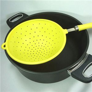 ユーロキッチン eurokitchen シリコン柄付ストレーナー 水切り器 取っ手タイプA□ 食洗機対応 油きりOK オレンジ LEXKTS6030802O