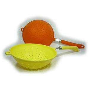 ユーロキッチン eurokitchen シリコン柄付ストレーナー 水切り器 取っ手タイプA□ 食洗機対応 油きりOK オレンジ LEXKTS6030802O